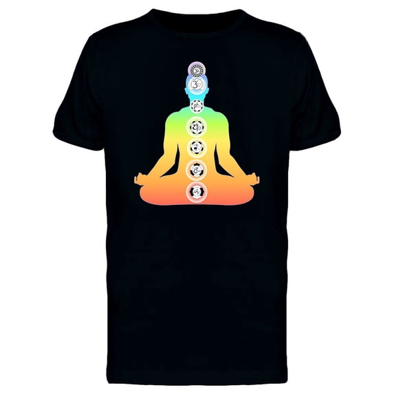 Watercolor Lotus Pose Chakras T-Shirt Men -Image by Shutterstock, Male Large