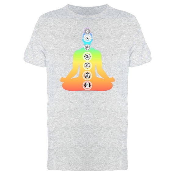 Watercolor Lotus Pose Chakras T-Shirt Men -Image by Shutterstock, Male Small