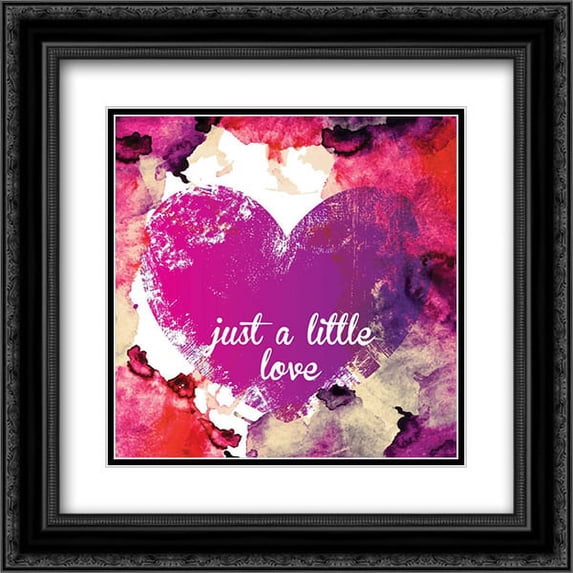Watercolor Love 2 2x Matted 20x20 Black Ornate Framed Art Print by Hogan, Melody