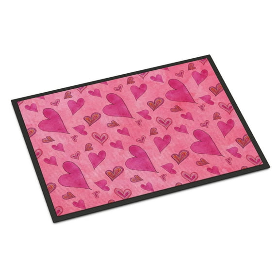 Watercolor Love and Hearts Door Mat