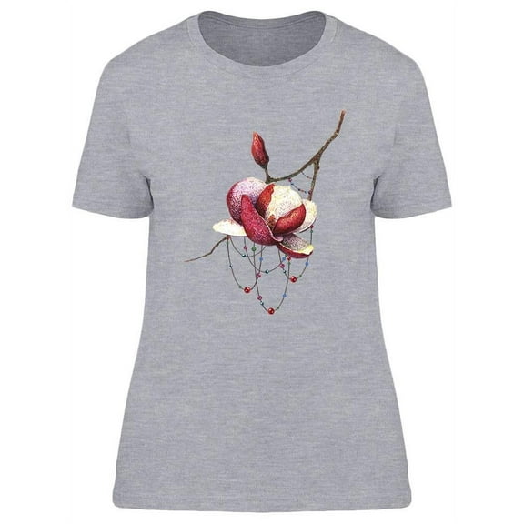 Watercolor Magnolia Flower T-Shirt Women -Image by Shutterstock, Female Large