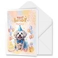 thumbnail image 1 of Watercolor Maltese Happy Birthday Celebration Balloons Gift Party 5x7in Folded Greeting Card Maltese Dog Lover Gifts Idea Single Note Card with Envelope - 00028, 1 of 5