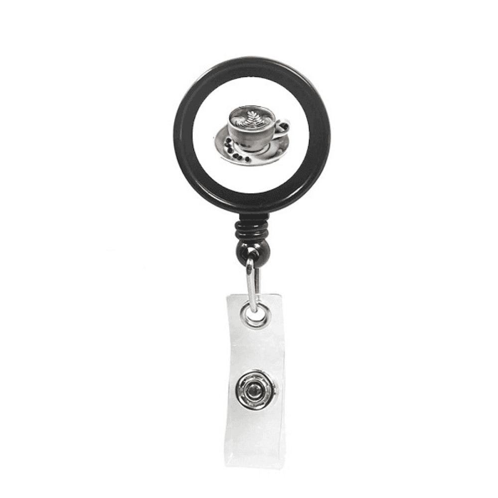 Watercolor Manner Painting Caf Coffee Retractable Keychain Badge Holder ID Badge