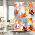 thumbnail image 1 of Watercolor Maple Leaf Shower Curtain Colorful Maple Leaf Shower Curtain Beautiful Shower Curtain Decoration Set with Hooked Polyester for Thanksgiving Harvest housewarming Gift, 1 of 6