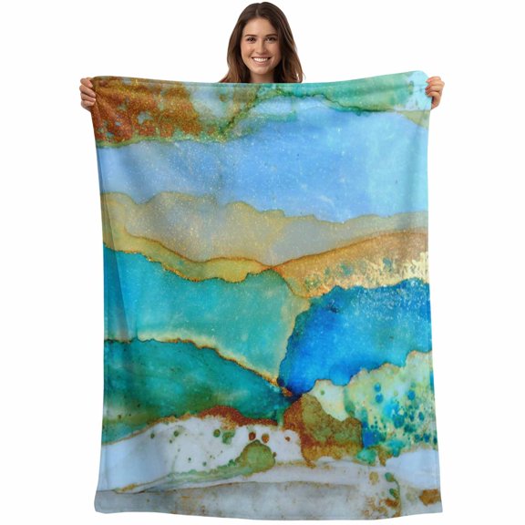 Watercolor Marble Blanket Soft Cozy Warm Throw Blanket for Couch, Plush Fuzzy Flannel Fleece Blankets for Sofa, Vintage Abstract Marble Texture Bed Blankets Lightweight Gifts for Women, 50"x60"
