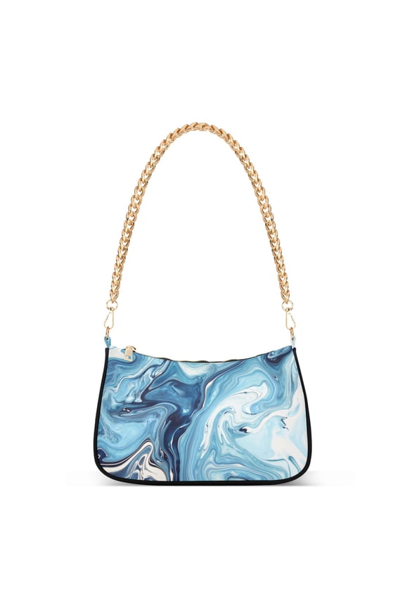 Watercolor Marble Womens Chain Shoulder Bag Tote Handbag Clutch Hobo Purse with Zipper for Travel Casual
