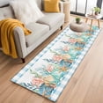 thumbnail image 1 of Watercolor Marine Life 2'x6' Runner Rugs for Hallway Kitchen Bedside Non Slip, Ocean Corals Shells Starfish Blue Plaid Entryway Rug Runners with Rubber Backing, Long Carpet Runner for Laundry Room, 1 of 8