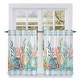 thumbnail image 1 of Watercolor Marine Life Kitchen Curtains 54 Inch Length, Ocean Corals Shells Starfish Blue Plaid Tiers Curtains for Bathroom Bedroom Cafe, Light Filtering Window Treatment Drapes 2 Panels 42"Wx54"L, 1 of 8