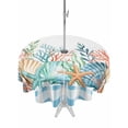 thumbnail image 1 of Watercolor Marine Life Outdoor Tablecloth - 54 Inch Round Dining Table Cover, Ocean Corals Shells Starfish Blue Plaid Waterproof Outdoor Table Cloth with Umbrella Hole & Zipper for Picnic/Patio/Party, 1 of 7