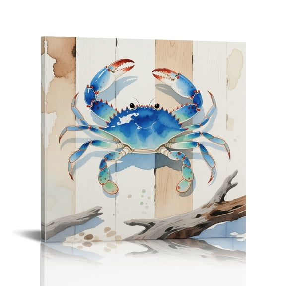 Watercolor Marine Life Sea Wild Crab Canvas Wall Art, Wall Decor For Bedroom Fashion Kitchen Wall Pictures , Print On Canvas Ready To Hang Room Home Art Decor