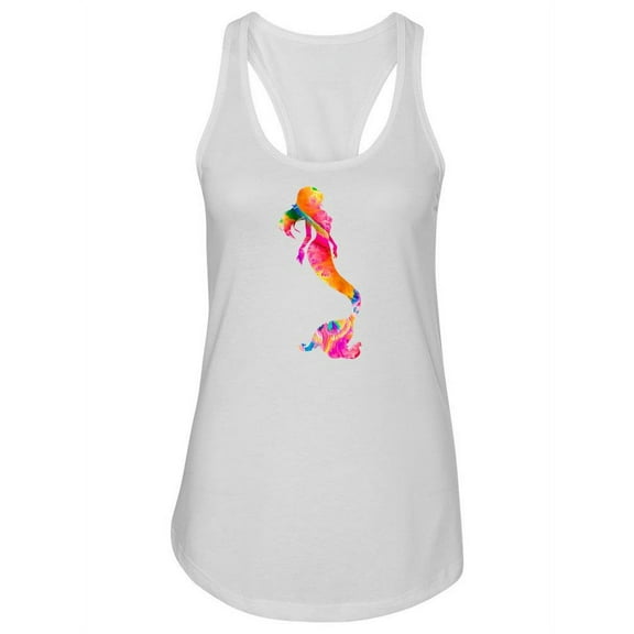 Watercolor Mermaid Outline Racerback Tank Women -SPIdeals Designs, Female Large