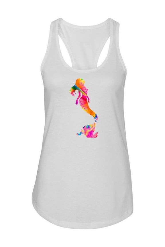 Watercolor Mermaid Outline Racerback Tank Women -SPIdeals Designs, Female XX-Large