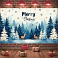 thumbnail image 1 of Watercolor Merry Christmas Banner Blue Theme Christmas Banner Reindeer Design Snowflake Decor Holiday Banner for Christmas Party Indoor Decoration Holiday Celebration, 1 of 9