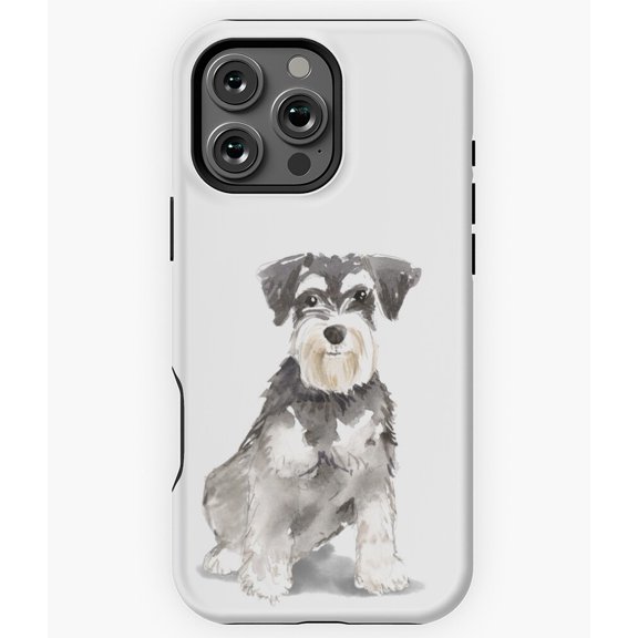 Watercolor Miniature Schnauzer Art Phone Case for iPhone 16 15 14 13 12 11 Pro Max