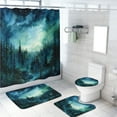 thumbnail image 1 of Watercolor Misty Forest Shower Curtain Sets with Non-Slip Rug Fantasy Starry Sky Galaxy Nature Scenery with Toilet Lid Cover, Bath Mat, Shower Curtains for Bathroom Rug Set, 72x72 Inch, 1 of 4
