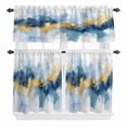 thumbnail image 1 of Watercolor Modern Art Curtain Valances Set Gold Blue Blooming Effect Kitchen Curtains 24&nbsp;inch Length Rod Pocket Valance and Tiers 3 Piece Set Small Bedroom Bathroom Laundry Decor, 1 of 9