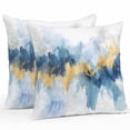 thumbnail image 1 of Watercolor Modern Art Outdoor Pillow Covers Pack of 2 Gold Blue Blooming Effect Waterproof Throw Pillow Covers Decorative Cushion Cases for Patio Garden Tent Balcony Couch 24x24 inch, 1 of 8