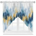 thumbnail image 1 of Watercolor Modern Art Swag Valances for Windows 2 Pack Gold Blue Blooming Effect Swag Kitchen Curtains 36 Inches Long Rod Pocket Short Window Treatment for Kitchen Bathroom 28"x36", 1 of 8