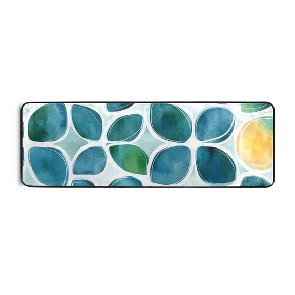 Watercolor Mosaic Leaves Runner Rug for Hallways Kitchen Non Slip 2'x 6' Washable Hall Carpet for Bedroom Entryway Laundry Room