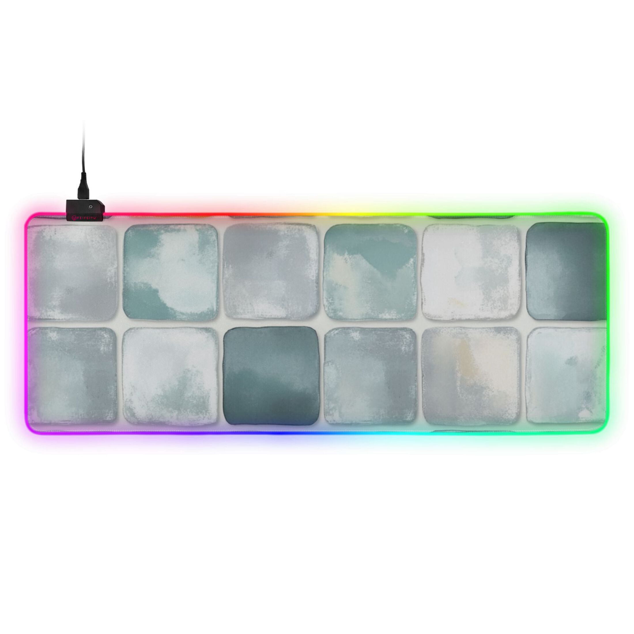Watercolor Mosaic Tile RGB Gaming Mouse Pad Large Keyboard Mat Rubber ...