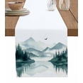thumbnail image 1 of Watercolor Mountain Burlap Cotton Table Runner 18x72 Inches Long, Green Ink Abstract Art Farmhouse Table Runners, Outdoor Dining Tablecloths Decor for Baby Shower/Party/Wedding, 1 of 6