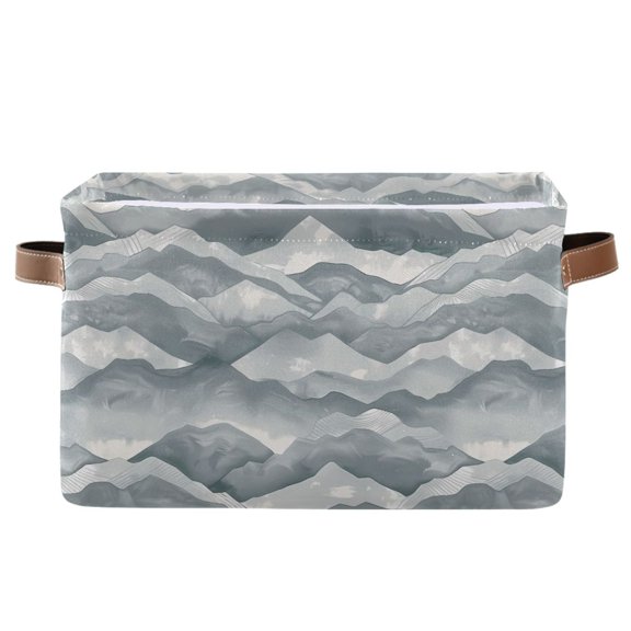 Watercolor Mountain Range Storage Bins with Handle Fabric Organizer Basket Foldable Box 1 Pack 14.2x10.2x8.3