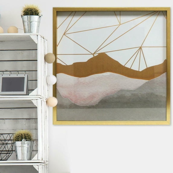Watercolor Mountains Shadowbox - Blush
