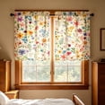 thumbnail image 1 of Watercolor Multicolor Wildflower Print Tier Curtains Set of 2 27.56W x 39.37H Rod Pocket Light Filtering Curtains for Kitchen Bathroom, 1 of 7