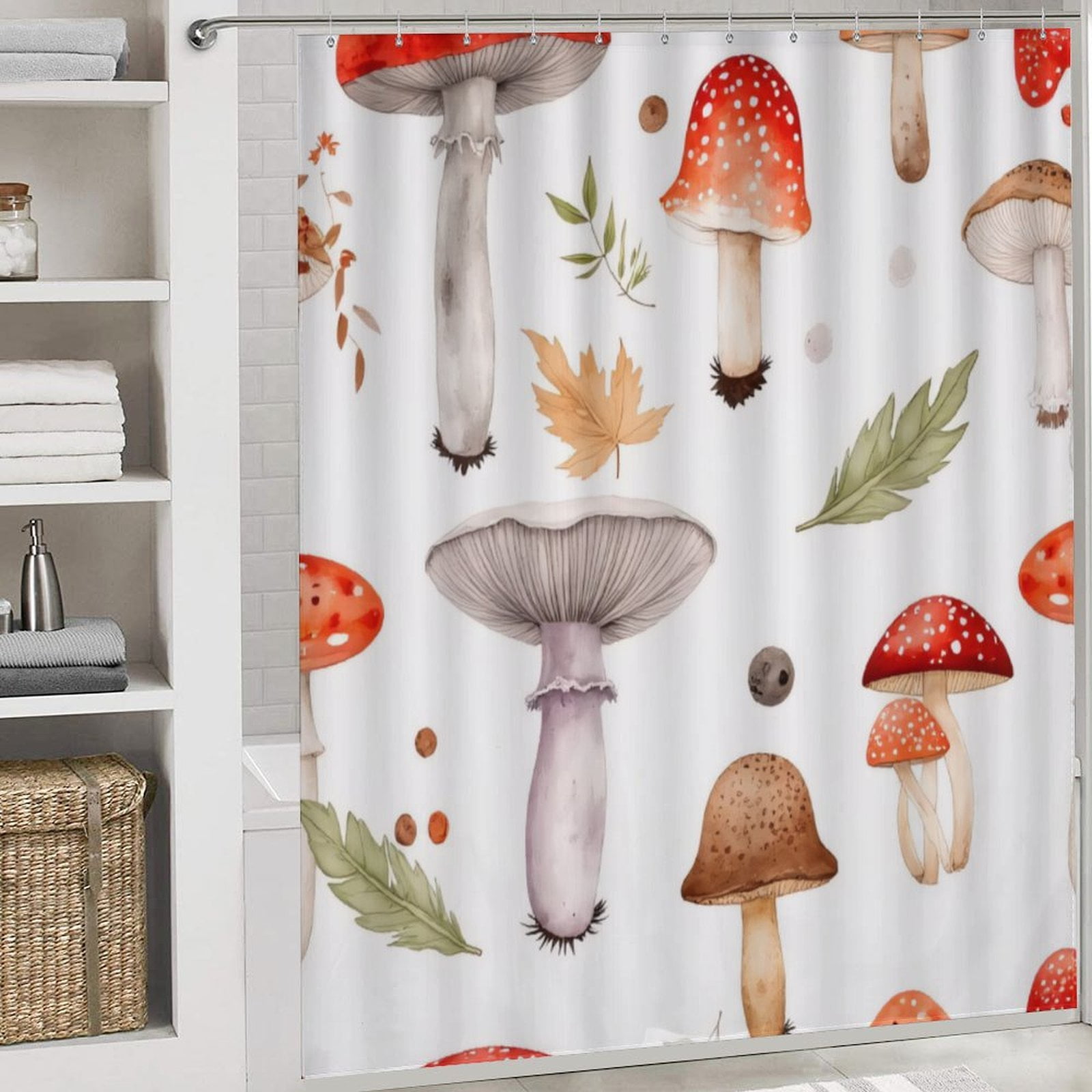 Watercolor Mushroom Pattern Shower Curtain Bathroom Curtains Waterproof Watercolor Mushroom Pattern Shower Curtain Bathroom Curtains Waterproof