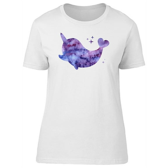 Watercolor Narwhal Unicorn Fish T-Shirt Women -Image by Shutterstock, Female Large