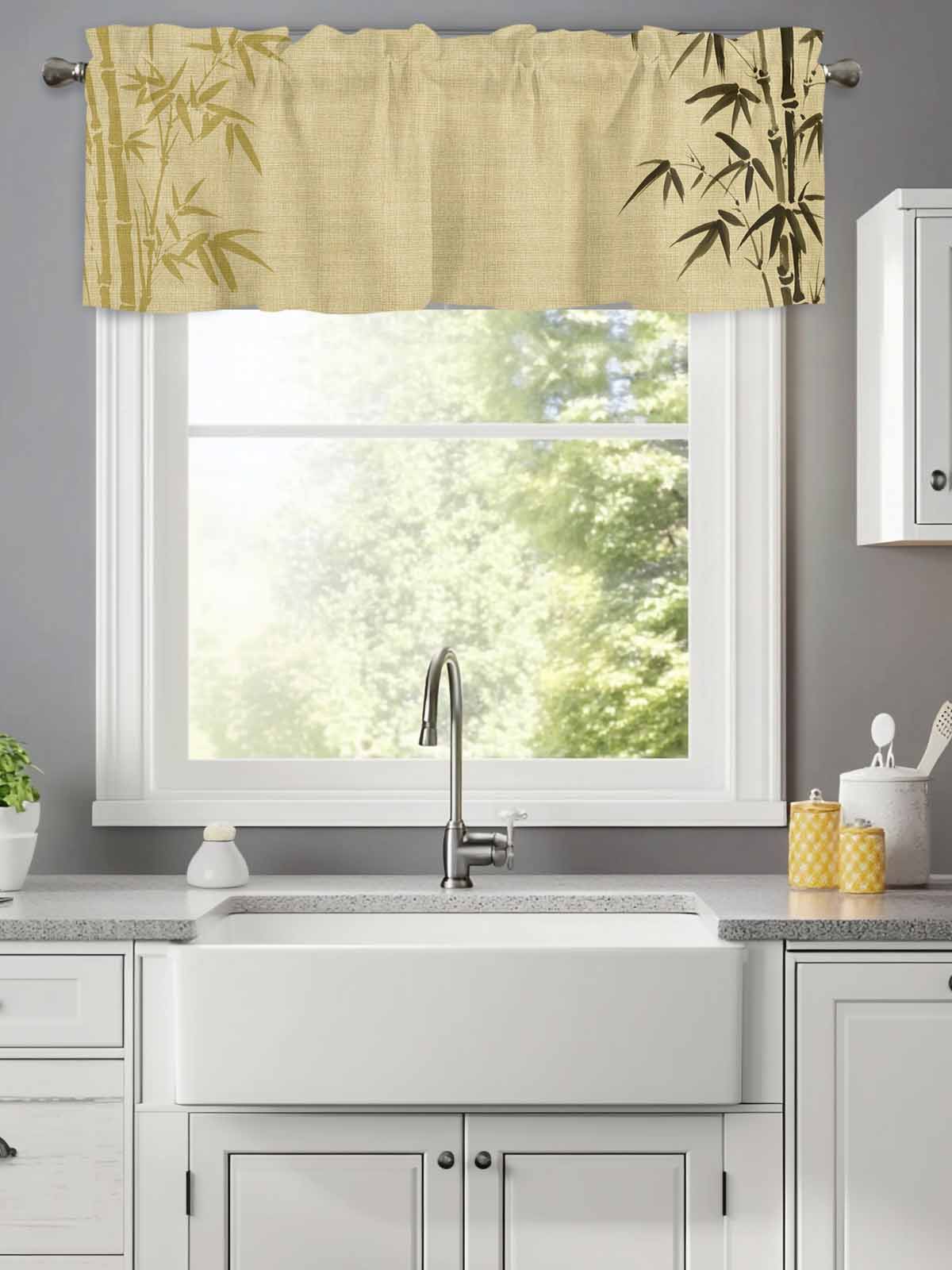 Chinese Pattern Valances Watercolor Nature Asian Plant Valances for Windows,Rod Pocket Valance ...