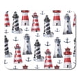 thumbnail image 1 of Watercolor Nautical Pattern Various Lighthouses and Anchor on Wrappers Greetings Romantic Events Mousepad Mouse Pad Mouse Mat 9x10 inch, 1 of 3
