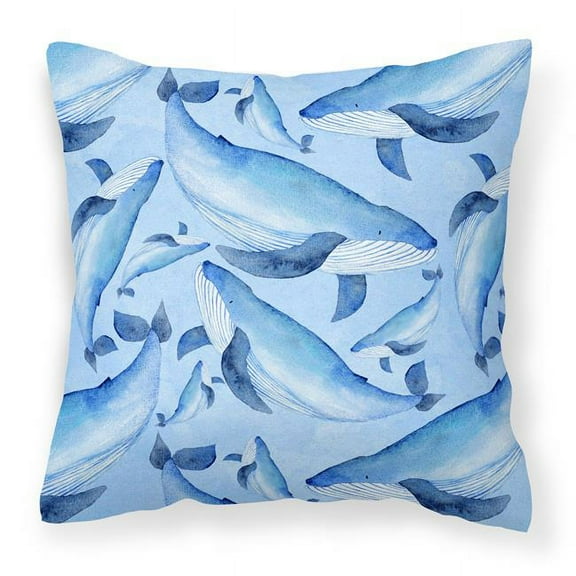 Watercolor Nautical Whales Fabric Decorative Pillow - 18 x 18 in.