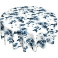 thumbnail image 1 of Watercolor Navy Blue Floral Tablecloth Round 60 Inch French Elegant Decorative Table Cloth Blue and White Vintage Table Cover for Holiday Parties Wedding Picnic Kitchen Decor, 1 of 6
