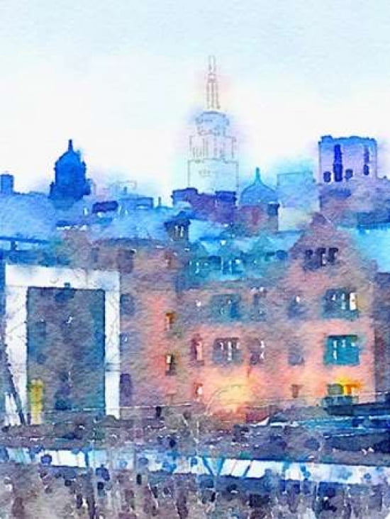 Watercolor New York Canvas Art - Acosta (18X24)