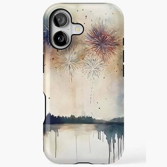 Watercolor Night Sky Fireworks Phone Case 17 16 15 14 13 12 11 Pro Max