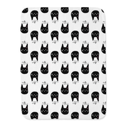 Watercolor Noir Cat Face Pattern Blanket -Image by Shutterstock,