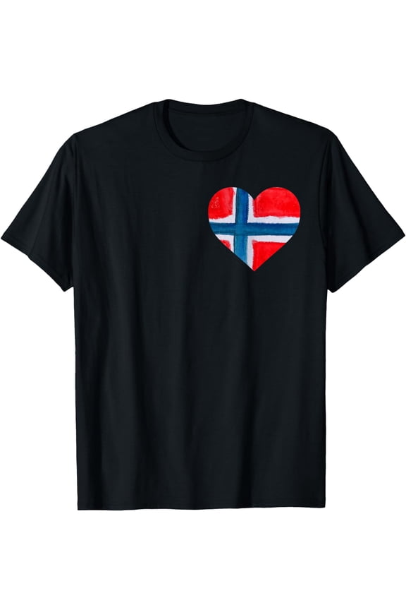 Watercolor Norway Flag Heart Scandinavian Norge T-Shirt