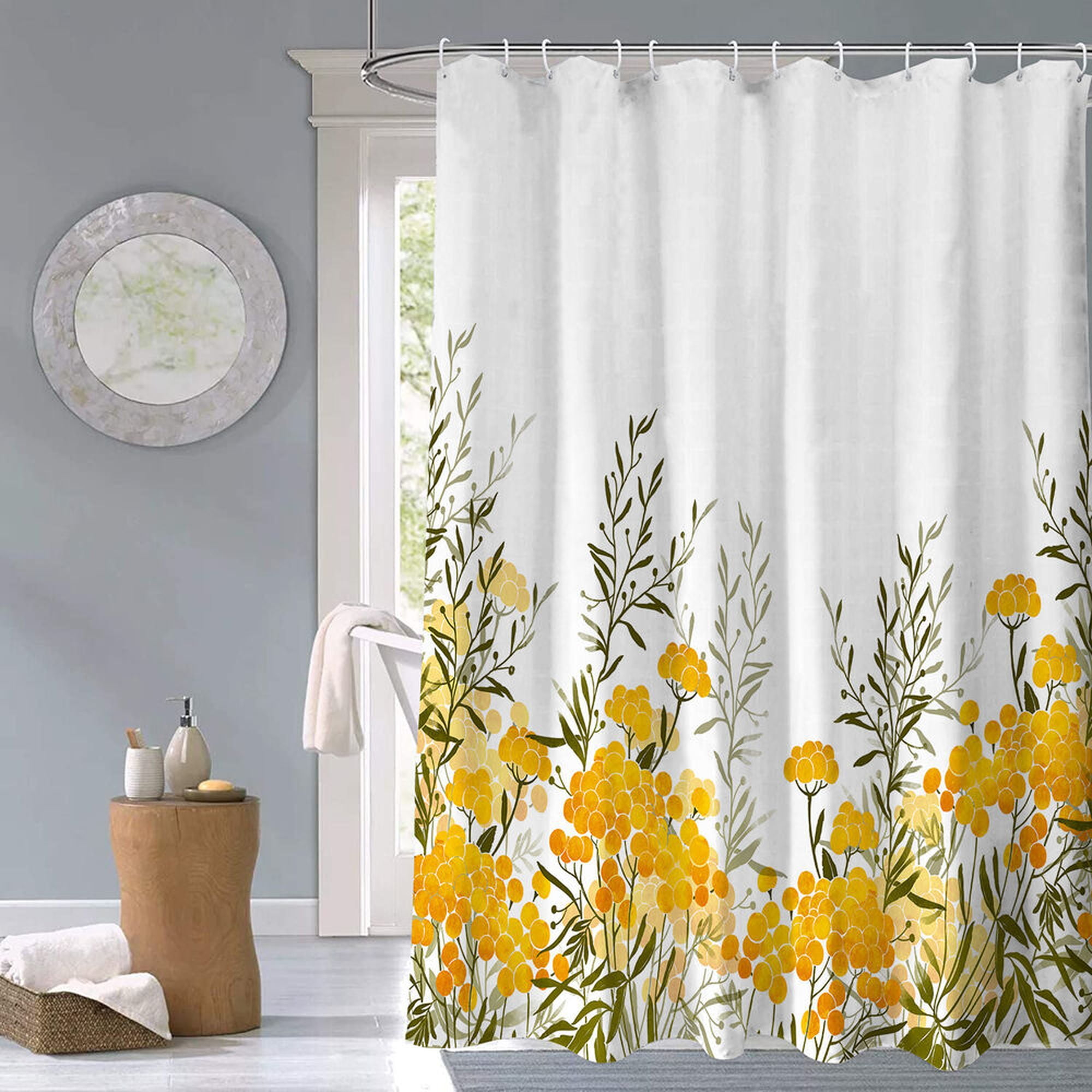 Watercolor Oasis WaterResistant Fabric Shower Curtain