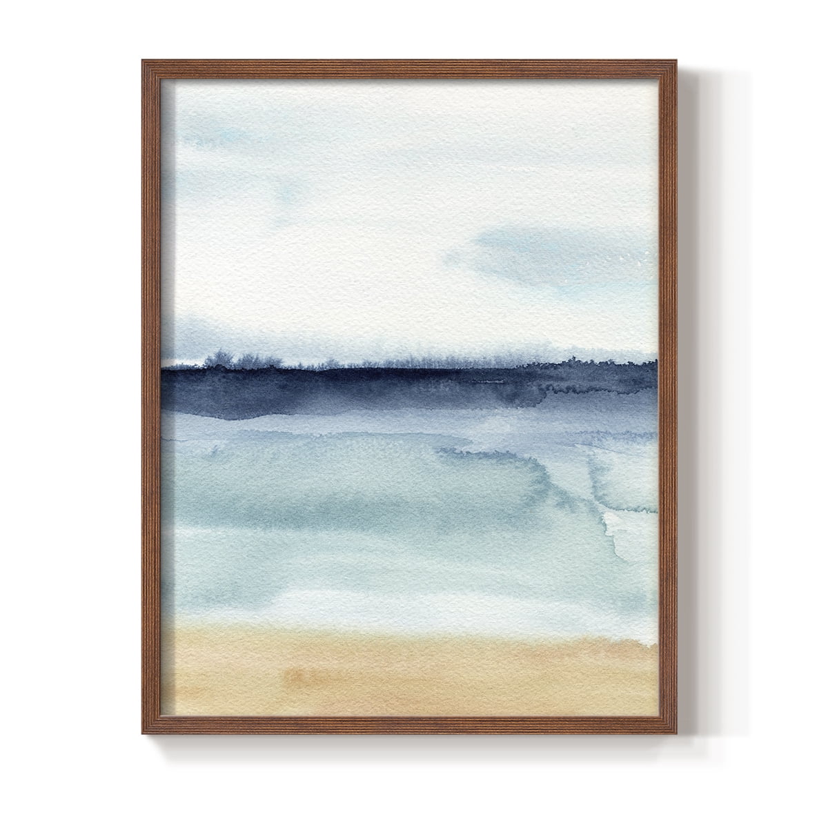 Watercolor Ocean Horizon I Framed Print in Brown Solid Wood 8 x 10 Framed Print