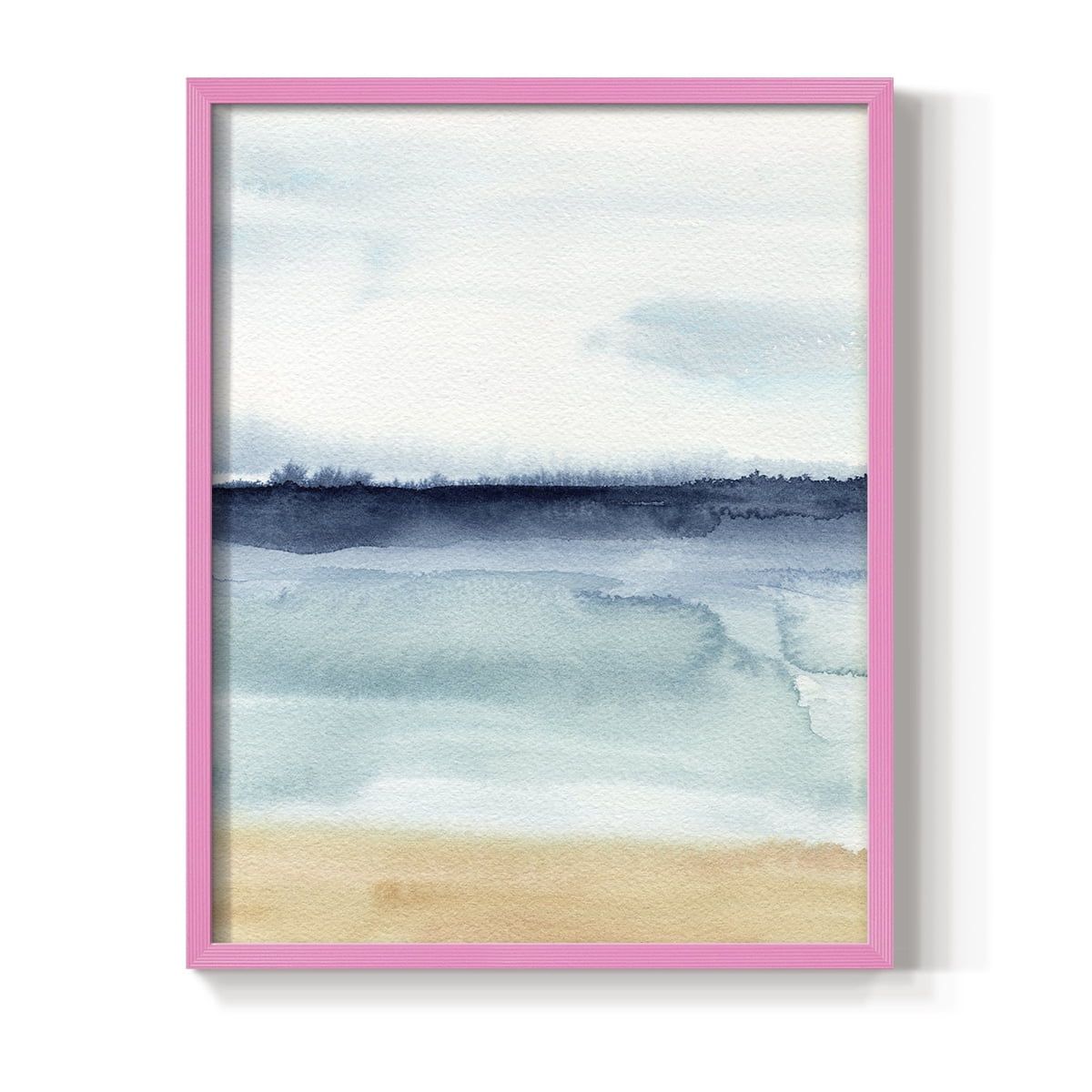 Watercolor Ocean Horizon I Framed Print in Pink Solid Wood 8 x 10 Framed Print