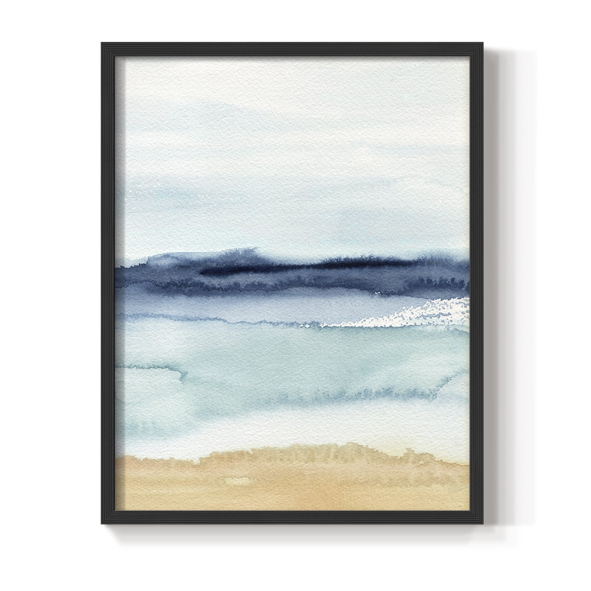Watercolor Ocean Horizon II Framed Print in Black Solid Wood 22 x 28 Framed Print