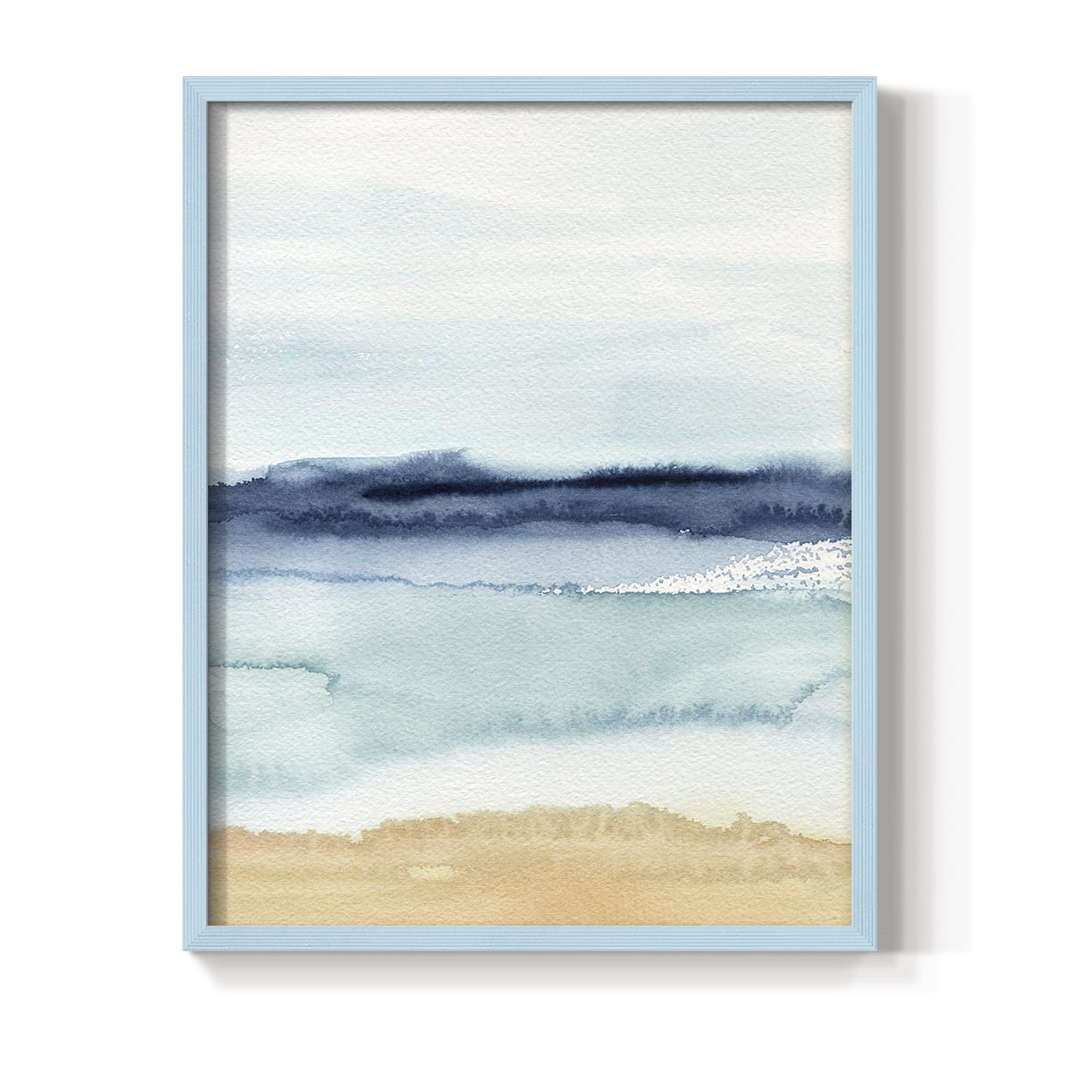 Watercolor Ocean Horizon II Framed Print in Blue Solid Wood 11 x 14 Framed Print