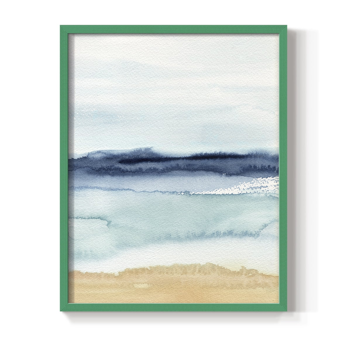 Watercolor Ocean Horizon II Framed Print in Green Solid Wood 8 x 10 Framed Print