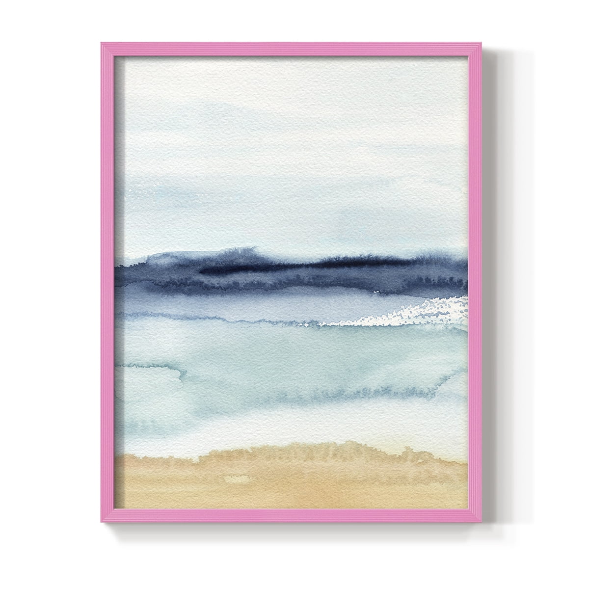 Watercolor Ocean Horizon II Framed Print in Pink Solid Wood 11 x 14 Framed Print