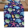 thumbnail image 1 of Watercolor Ocean Shell Starfish Conch Table Runner-70 Inch Long Summer Marine Life Table Runners Linen Burlap Tablerunner for Kitchen Dining Room Holiday Party, 1 of 9