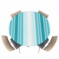 thumbnail image 1 of Watercolor Ocean Turquoise Line Fitted Round Tablecloths Elastic Edged Table Covers 55"-60",Modern Geometrical Stripe Art Waterproof Dining Room Table Cloth for Kitchen Holiday Party Tables Decor, 1 of 6