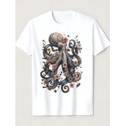Watercolor Octopus Gifts Funny Graphic Tees T-Shirt | Pure Unisex Crew Neck Casual Tee with Medium Stretch, Perfect for Men & Women, Ideal for All Seasons