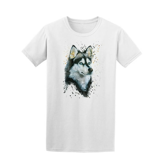 Watercolor Of Husky Dog Hand Drawn T-Shirt Men -Image by Shutterstock, Male 3X-Large