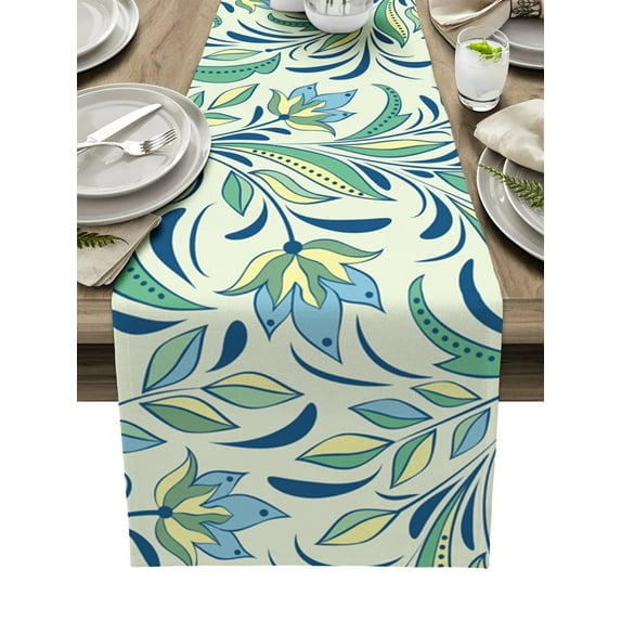 Watercolor Olive Leaf Texture Table Runner Home Wedding Table Flag Mat Centerpieces Decoration Party Dining Long Tablecloth